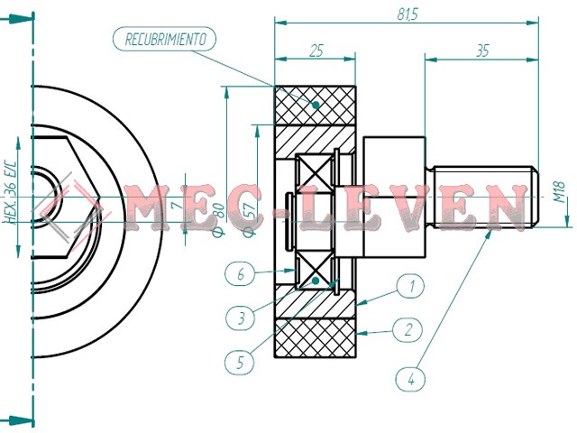 RUEDA 80X25 + 1 COJ. 6203.ZZ Y EXCENTRICA