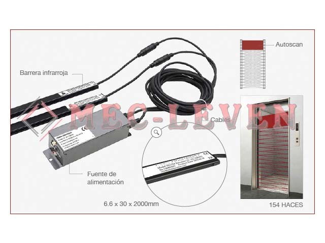 BARRERA INFRARROJA ESTRECHA 6.6X30X2000MM 0-3M 154 HACES 220V