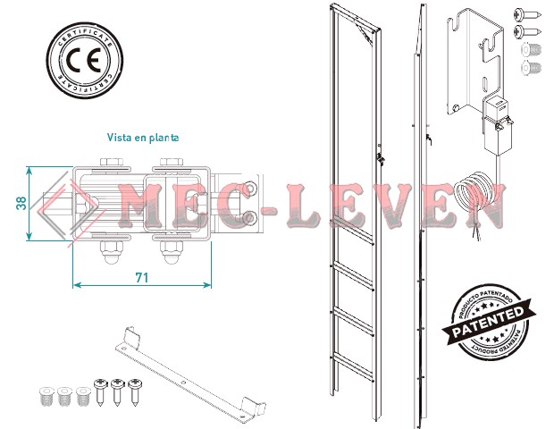 ESCALERA DE FOSO PLEGABLE FOSO DE 801-1300MM EN81-20
