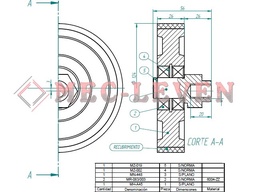 [KRE1251VE] RODADERA SIMPLE D125X26MM C/EJE Y RODAMIENTOS