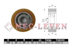 [KRO1000CC] RODADERA SIMPLE D100X25MM CON 2 RODAMIENTOS